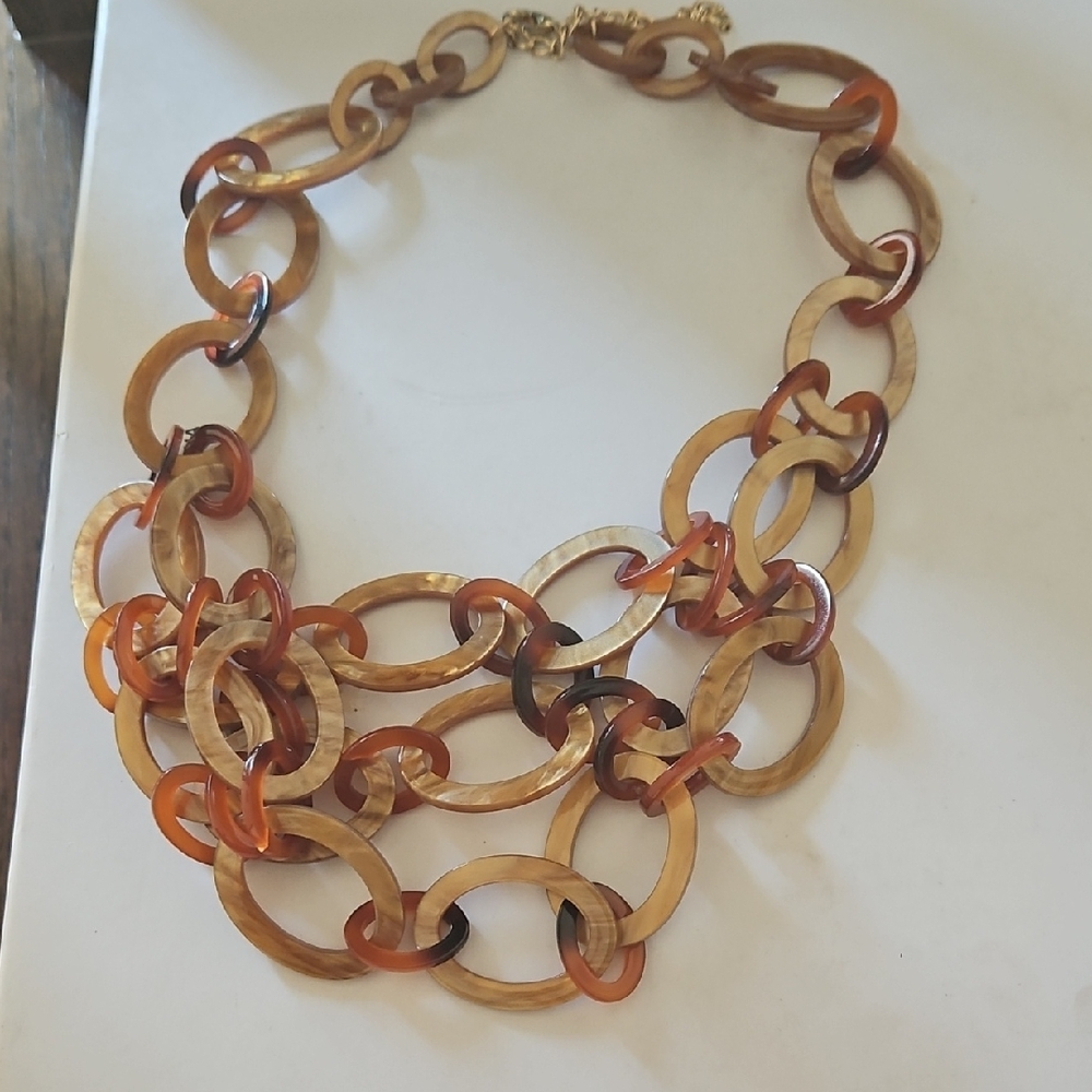 Source Unknown Brown and Tan Statement Necklace